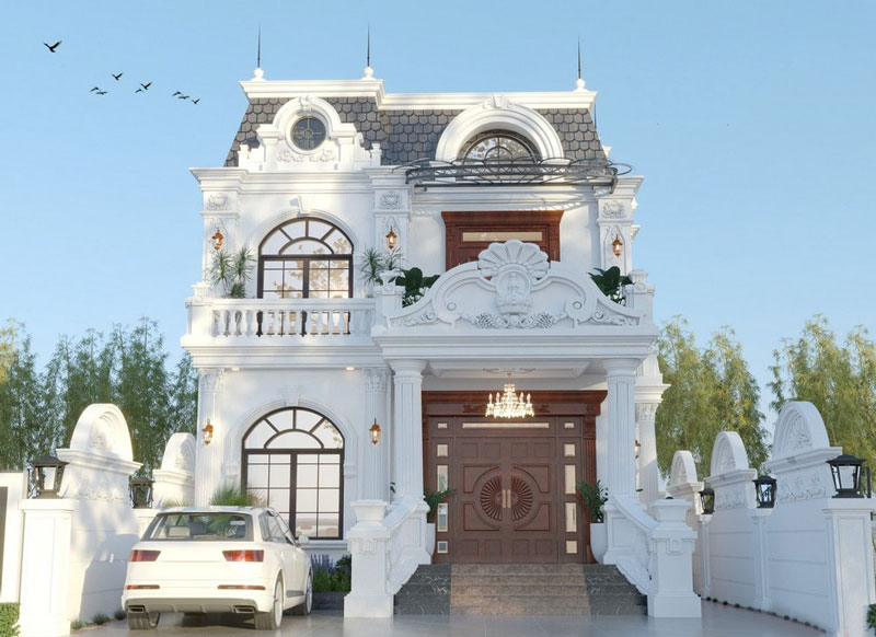 Mẫu thiết kế nhà biệt thự tân cổ điển mặt tiền 8m