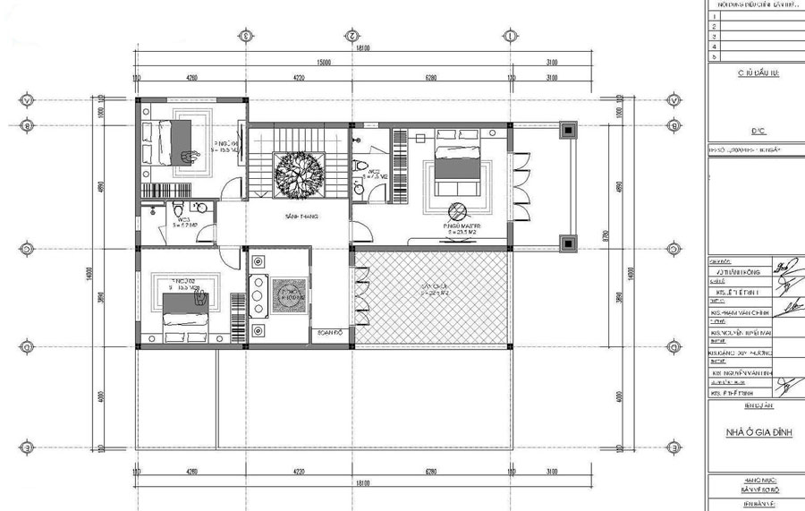 Bản vẽ thiết kế kiến trúc nhà ở gia đình.