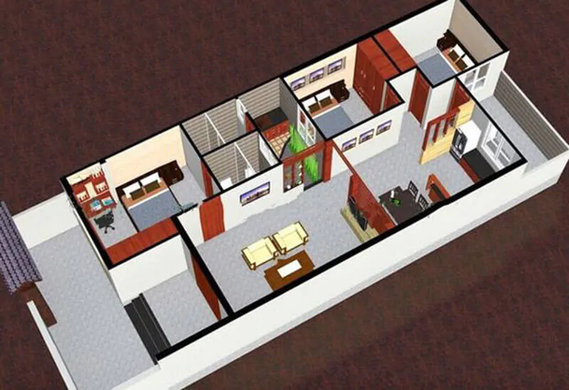 Bản vẽ nhà ống cấp 4 3 phòng ngủ